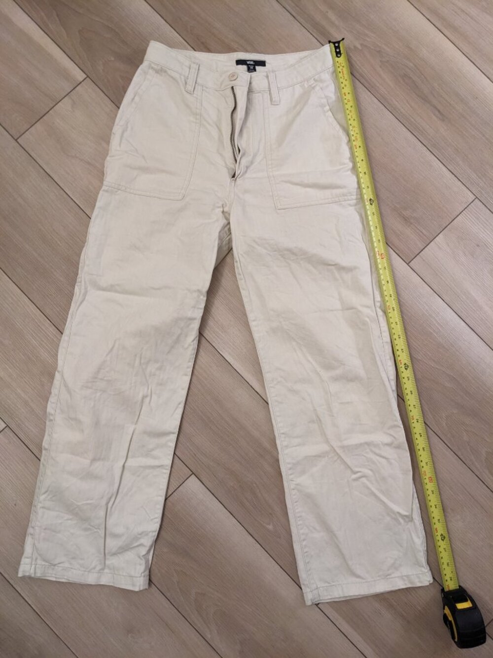 White Carpenter Cargo Pants Cotton Canvas Straight Leg - Size 26